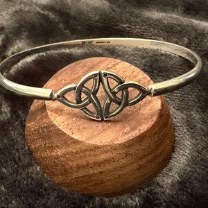 Sterling Silver Celtic Knot Bangle Bracelet - Silver